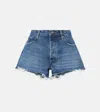 Frame The Hang Frayed Mid-rise Denim Shorts In Blue