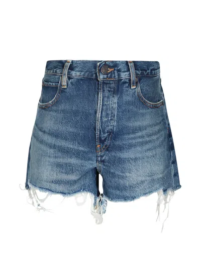 FRAME THE HANG FRAYED-HEM MINI SHORTS