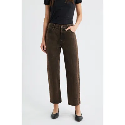 Frame The Hang High Waist Ankle Straight Leg Jeans In Black