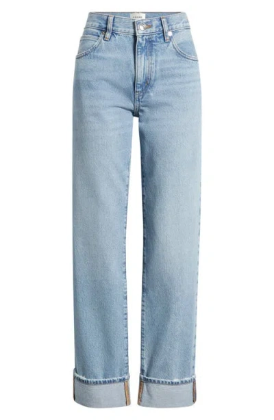 Frame The Hang High Waist Cuffed Straight Leg Jeans In Blue