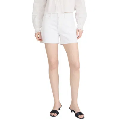 Frame The Hang Mid Thigh Denim Shorts In White