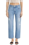 Frame The Loose Distressed Mid-rise Straight-leg Jeans In Blue