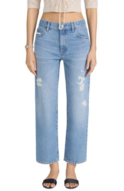 FRAME FRAME THE HANG RIPPED ANKLE STRAIGHT LEG JEANS