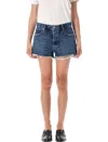 Frame The Hang Frayed Mid-rise Denim Shorts In Blue