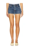Frame The Hang Frayed Mid-rise Denim Shorts In Blue
