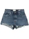 Frame The Hang Frayed Mid-rise Denim Shorts In Blue