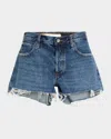 Frame The Hang Frayed Mid-rise Denim Shorts In Rafael