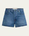 Frame The Vintage Relaxed Denim Shorts In Red