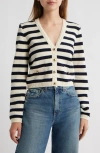 Frame Womens Harbor Stripe-print Knitted Cotton-blend Cardigan Navy Multi
