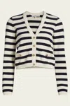 Frame Womens Harbor Stripe-print Knitted Cotton-blend Cardigan Navy Multi In Black