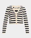 Frame Womens Harbor Stripe-print Knitted Cotton-blend Cardigan Navy Multi