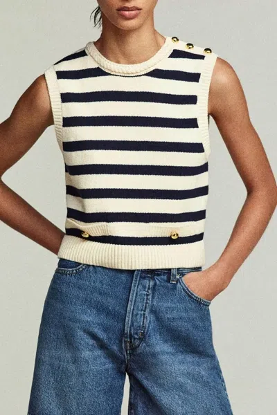 FRAME THE HARBOR STRIPE VEST IN NAVY MULTI