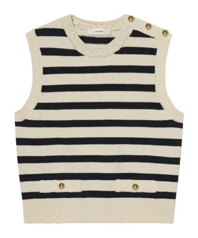 Frame The Harbor Striped-pattern Vest In Neutral
