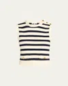 Frame Womens Navy Multi The Harbor Striped Cotton-blend Vest Xs
