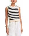 Frame Womens Navy Multi The Harbor Striped Cotton-blend Vest Xs