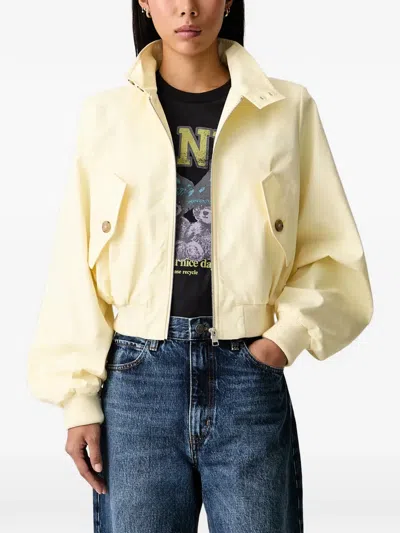 Frame The Harrington Button-collar Bomber Jacket In Yellow