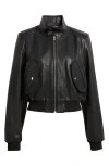 Frame Harrington Leather Bomber Jacket In Blue