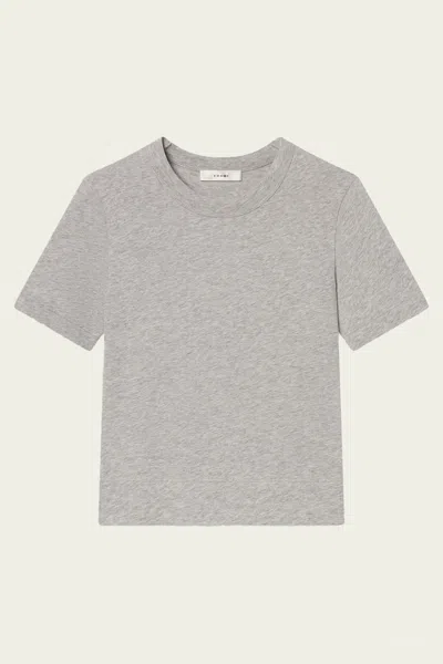 Frame The Heather Boxy Tee In Heather Grey In Gray