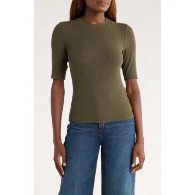 Frame The Heathered Ribbed Crewneck Crop T-shirt