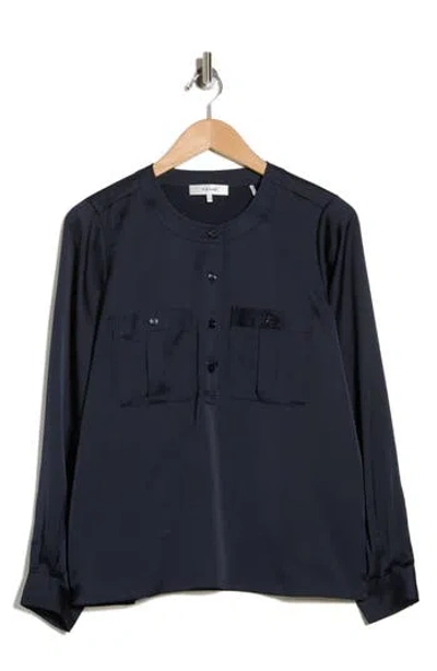 Frame The Henley Crewneck Top In Black