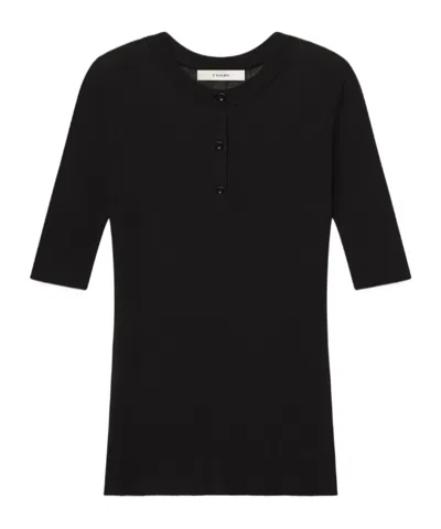 Frame The Henley Rib Tee In Black