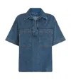 Frame Womens High-low Short-sleeve Denim Shirt Vessel Xs In Blue