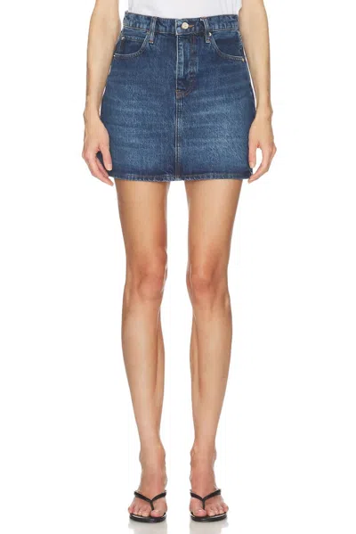 Frame The High Mini Skirt In Acumen In Blue