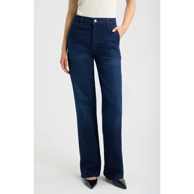 Frame The High Waist Straight Leg Trouser Jeans In Blue