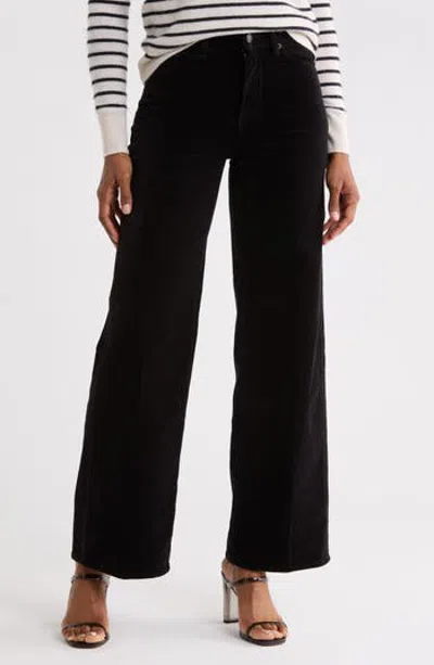 Frame The High Waist Wide Leg Pants In Black