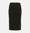 Frame High-rise Denim Midi Skirt In Black