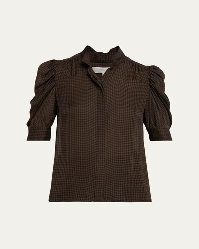 Frame The Houndstooth Blouse In Brown