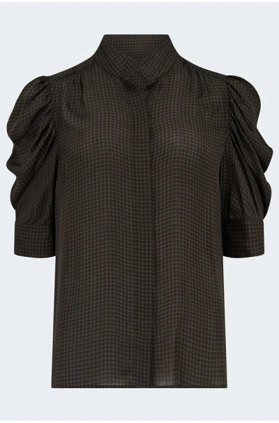 Frame The Houndstooth Gillian Top In Americano Multi In Brown