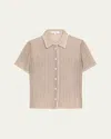 Frame The Houndstooth Silk Blouse In Neutral