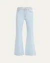 Frame The Icon High Rise Flared Jeans In Feather Raw After In Blue