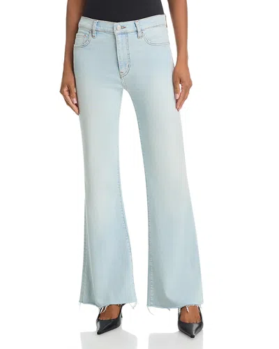 Frame The Icon High Rise Flare Jeans In Preen Raw After In Blue