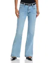 Frame The Icon High Rise Flare Jeans In Ripple In Blue