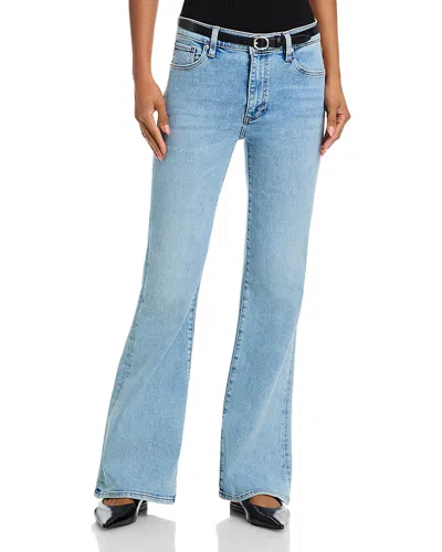 Frame The Icon High Rise Flare Jeans In Ripple In Blue