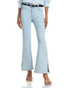 Frame The Icon High Rise Flared Jeans In Feather Raw After In Blue