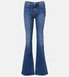 Frame The Icon Long Mid-rise Flared Jeans In Blue