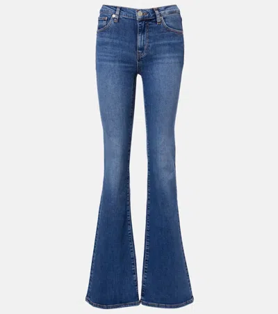 Frame The Icon Long Mid-rise Flared Jeans In Blue