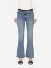 Frame The Icon Mid Rise Flare Jeans In Lark Raw After In Blue