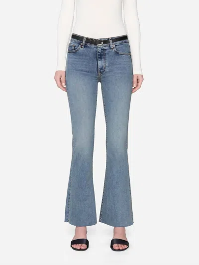 Frame The Icon Mid Rise Flare Jeans In Lark Raw After In Blue