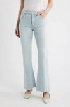 Frame The Icon Raw Hem Flare Jeans In Blue