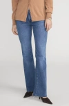 Frame The Icon Raw Hem Flare Jeans In Blue