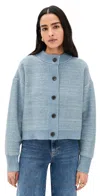 Frame The Jacquard Femme Cardi Sky Blue Multi In Blue