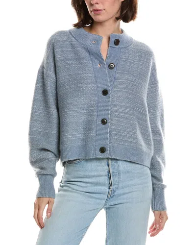 Frame The Jacquard Femme Wool & Mohair-blend Cardigan In Blue