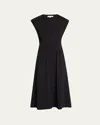 Frame The Jersey Nipped Midi Dress In Black