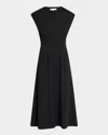 Frame The Jersey Organic Cotton A-line Dress In Black