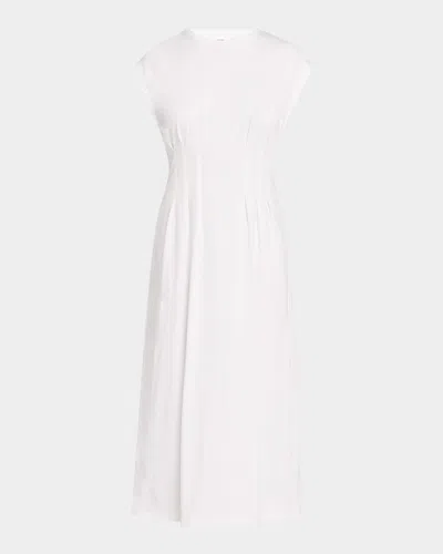 Frame The Nipped Organic Cotton Jersey Midi Dress In White