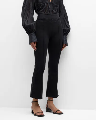 Frame The Jet Set Crop Mini Boot Pintuck Jeans In Sheen Noir